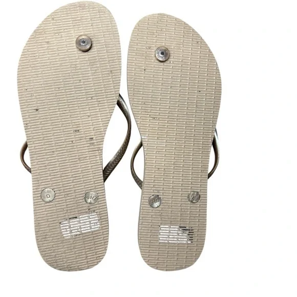 havaianas flip flops 11/12 womens 41/42 Gold Floral Hawaiian Slightly‎ Used - Picture 3 of 3